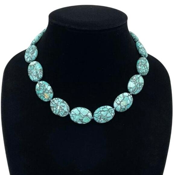 Boutique Jewelry - Graduated Turquoise Single Strand Layered Statement Necklace
